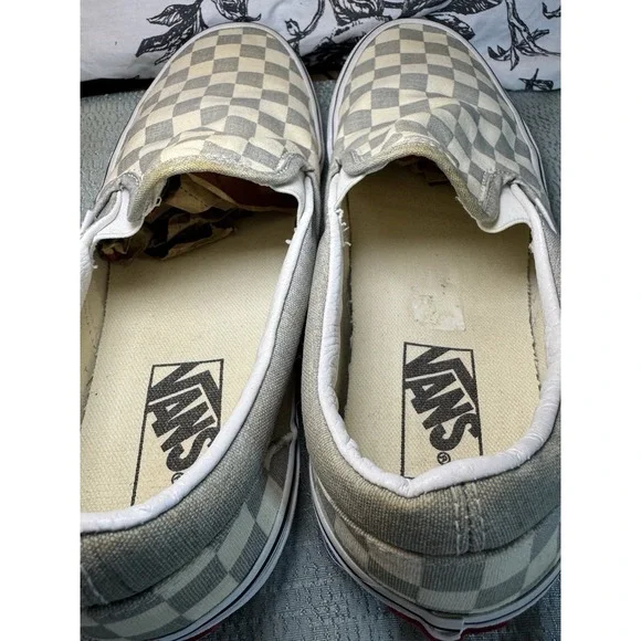 Vans Slip-On Checkerboard Skate Shoe Gray White Women's 9 Men 7.5 - Picture 11 of 13